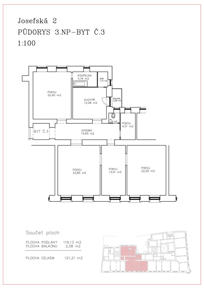 Pronájem bytu 5+1 121 m², Josefská, Brno, Jihomoravský kraj Pronájem bytu 5+1 121 m², Josefská, Brno, Jihomoravský kraj