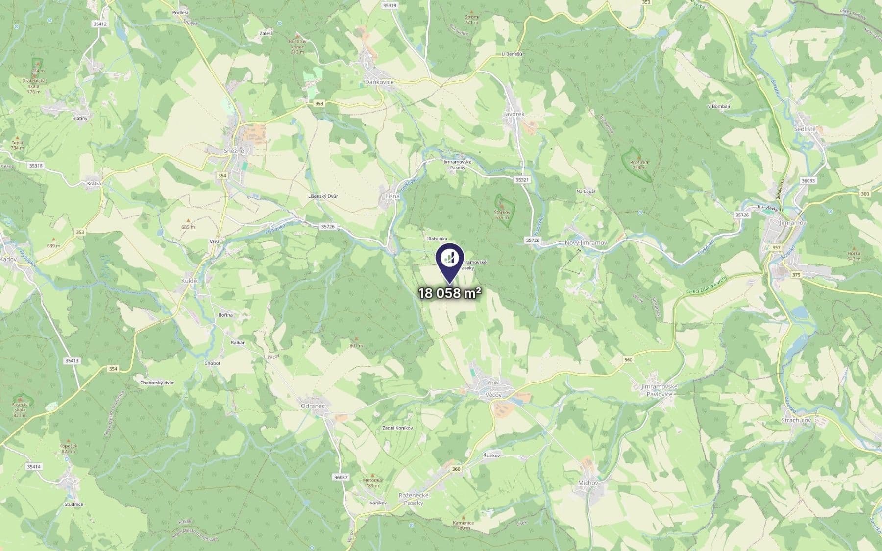 Prodej pozemku 1.204 m², Věcov, Kraj Vysočina Prodej pozemku 1.204 m², Věcov, Kraj Vysočina