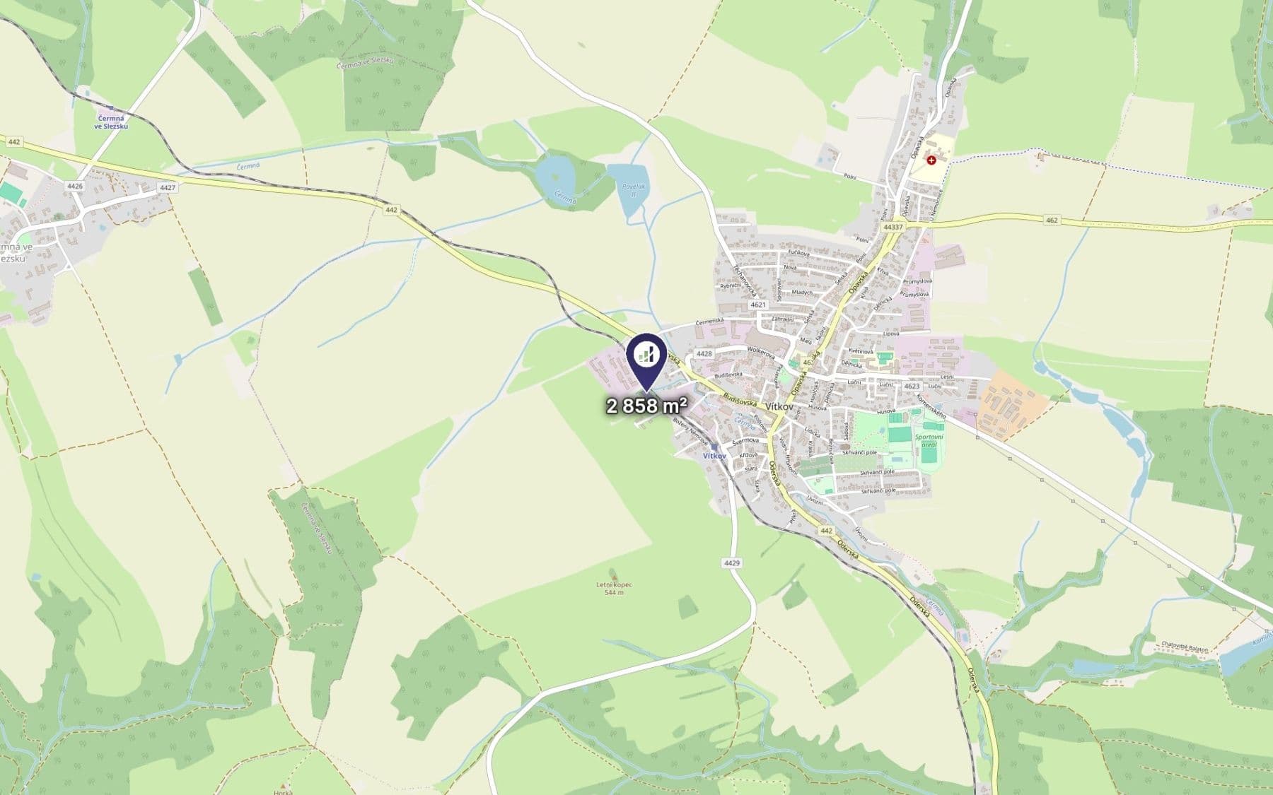 Prodej pozemku 2.858 m², Vítkov, Moravskoslezský kraj Prodej pozemku 2.858 m², Vítkov, Moravskoslezský kraj