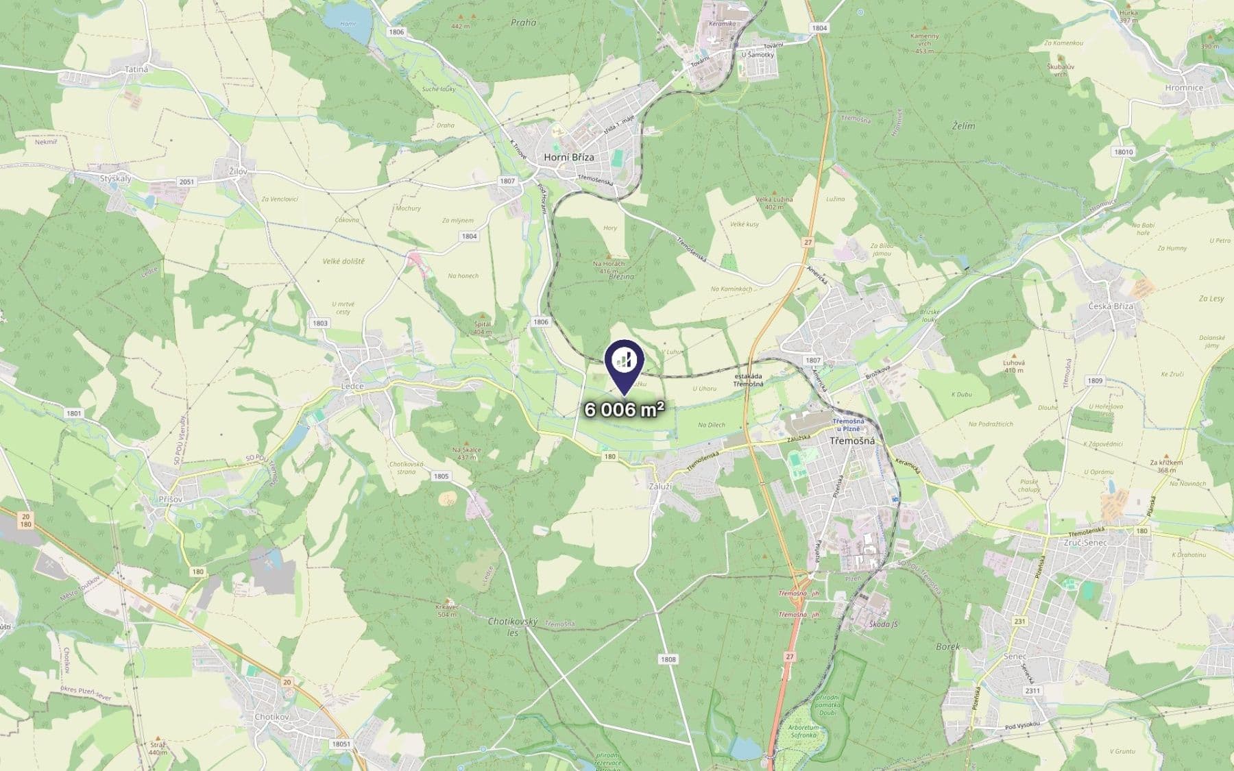 Prodej pozemku 6.006 m², Třemošná, Plzeňský kraj Prodej pozemku 6.006 m², Třemošná, Plzeňský kraj