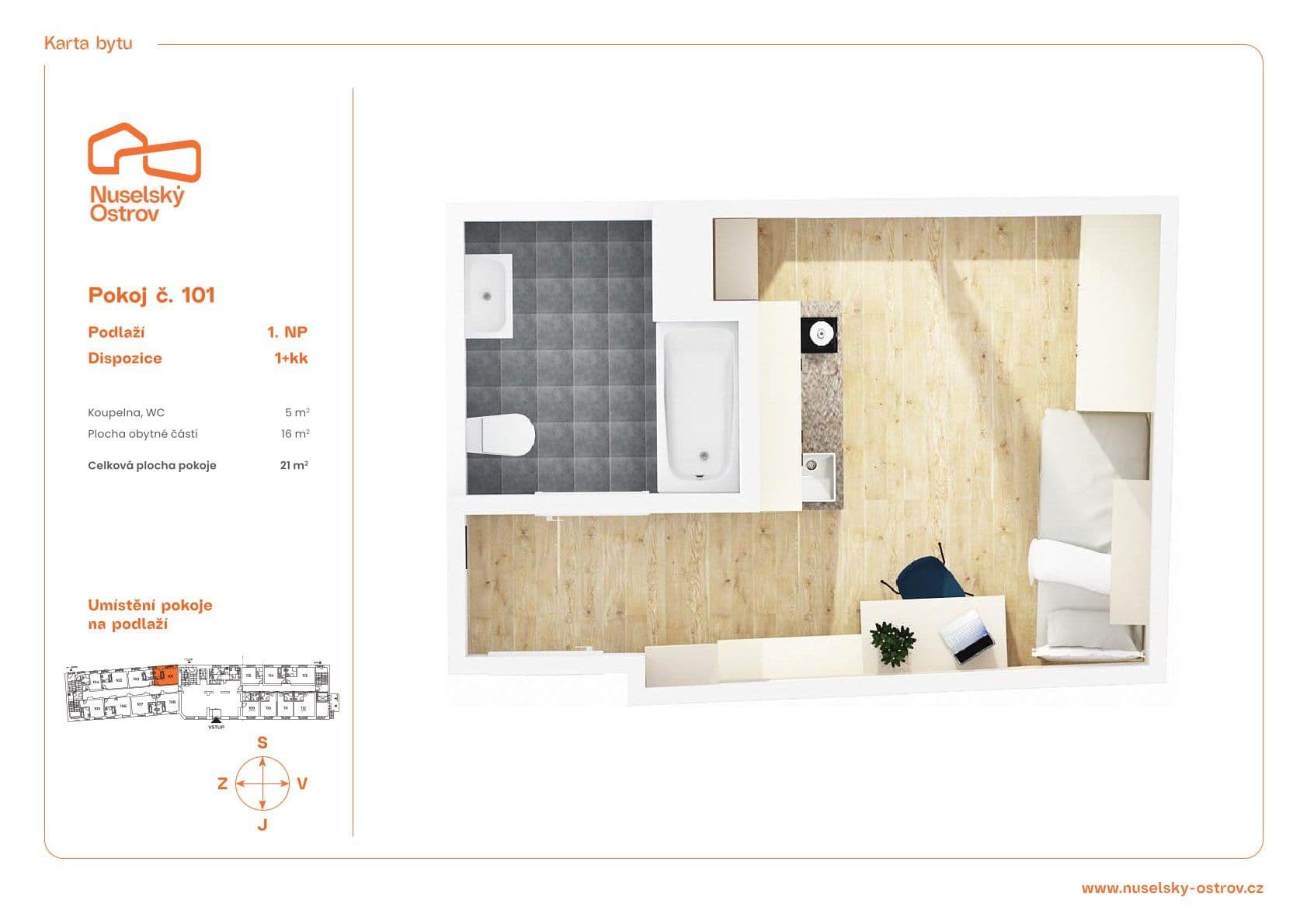 Pronájem bytu 1+kk 21 m², Na Ostrůvku, Praha, Praha Pronájem bytu 1+kk 21 m², Na Ostrůvku, Praha, Praha