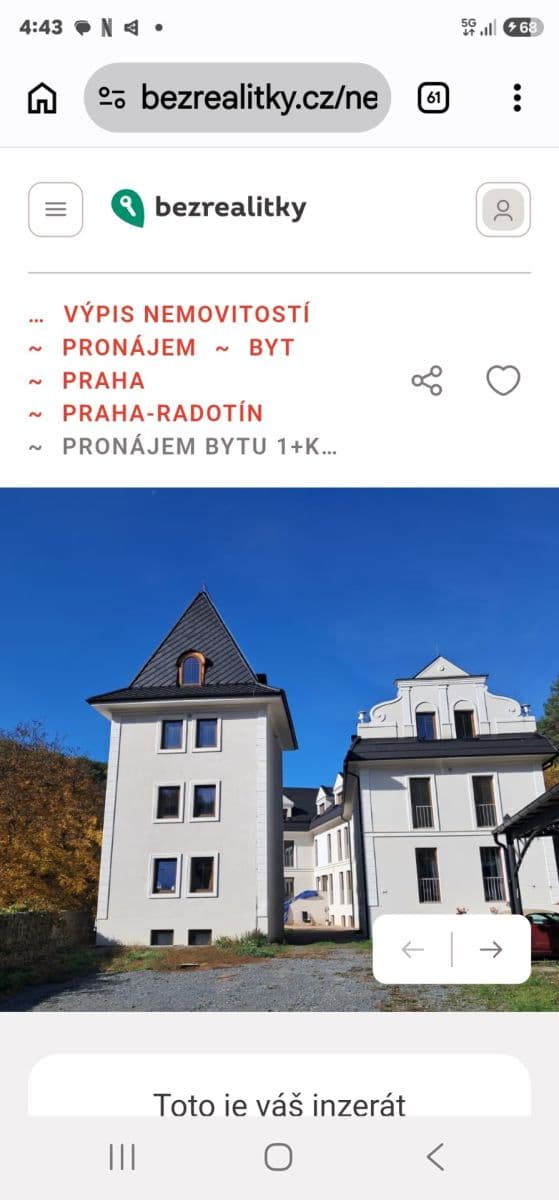 Pronájem bytu Garsoniéra 18 m², Na Cikánce, Praha, Praha Pronájem bytu Garsoniéra 18 m², Na Cikánce, Praha, Praha