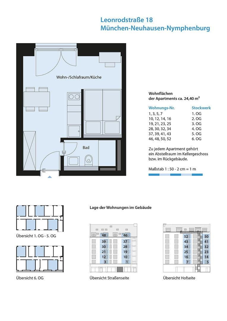 Pronájem bytu 1+1 25 m², Leonrodstrasse 18, München, Bavorsko Pronájem bytu 1+1 25 m², Leonrodstrasse 18, München, Bavorsko