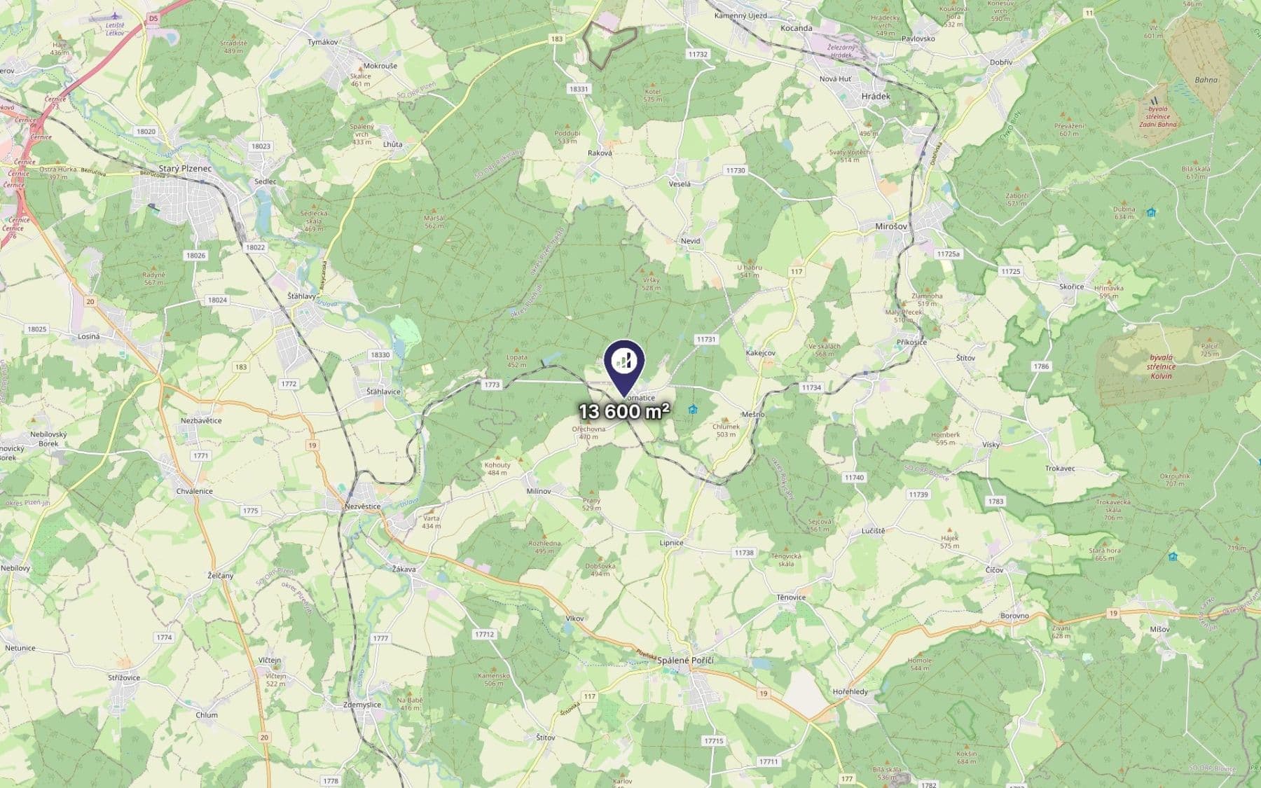 Prodej pozemku 6.800 m², Kornatice, Plzeňský kraj Prodej pozemku 6.800 m², Kornatice, Plzeňský kraj