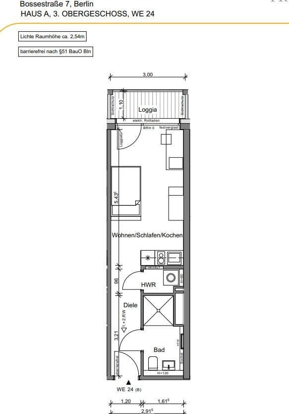 Prodej bytu 1+1 29 m², Bossestraße 7M, Berlin, Berlín Prodej bytu 1+1 29 m², Bossestraße 7M, Berlin, Berlín