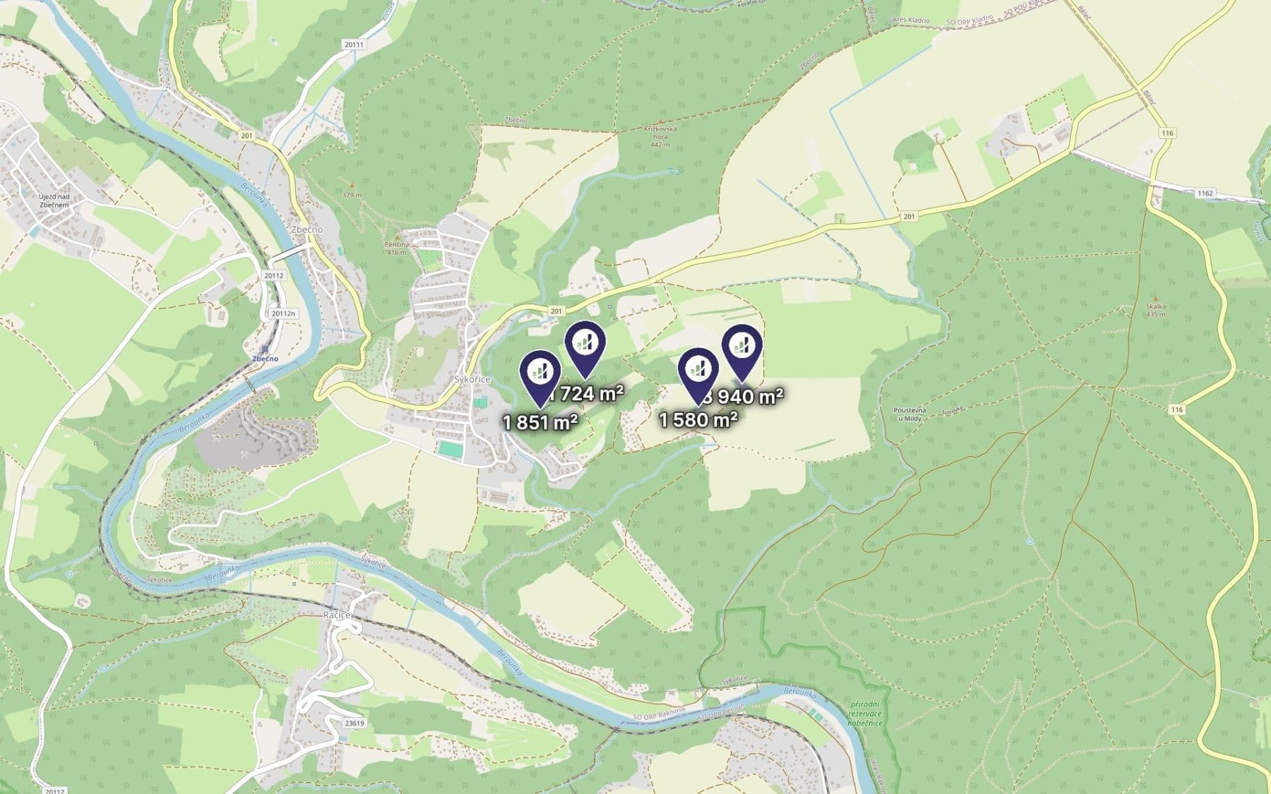 Prodej pozemku 9.095 m², Sýkořice, Středočeský kraj Prodej pozemku 9.095 m², Sýkořice, Středočeský kraj