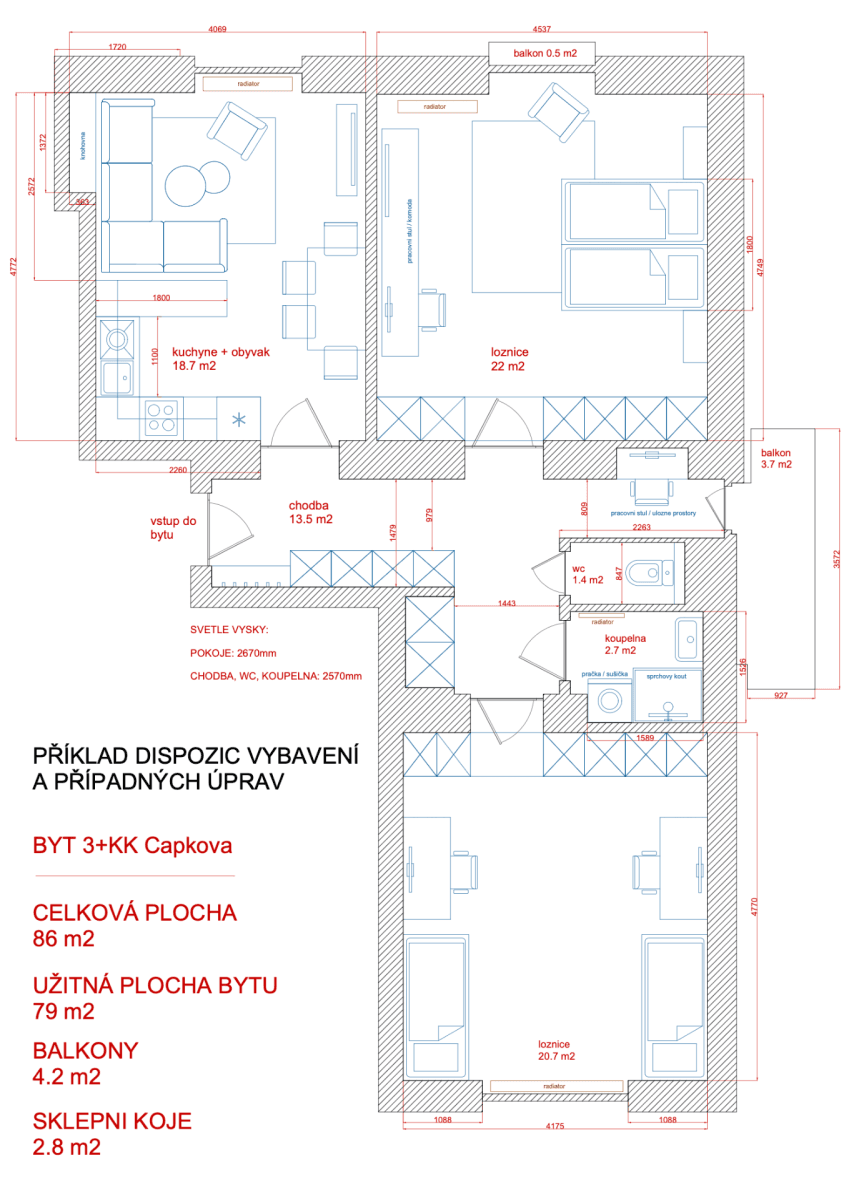 Prodej bytu 3+kk 86 m², Čápkova, Brno, Jihomoravský kraj Prodej bytu 3+kk 86 m², Čápkova, Brno, Jihomoravský kraj