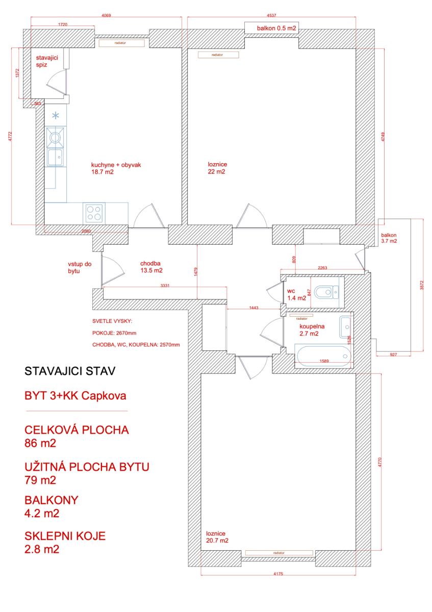 Prodej bytu 3+kk 86 m², Čápkova, Brno, Jihomoravský kraj Prodej bytu 3+kk 86 m², Čápkova, Brno, Jihomoravský kraj