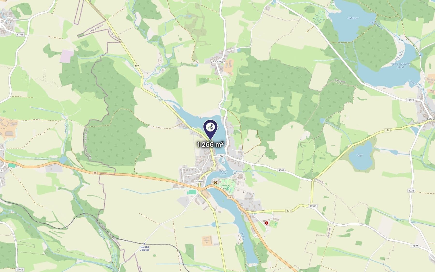 Prodej pozemku 1.266 m², Lnáře, Jihočeský kraj Prodej pozemku 1.266 m², Lnáře, Jihočeský kraj