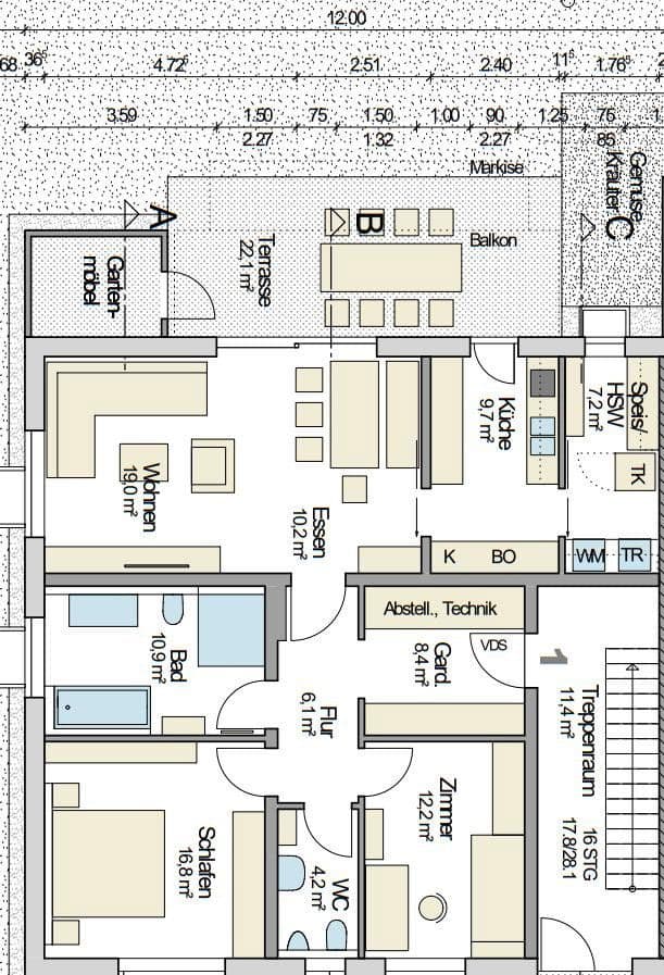 Pronájem bytu 3+1 112 m², Memmingen, Bavorsko Pronájem bytu 3+1 112 m², Memmingen, Bavorsko