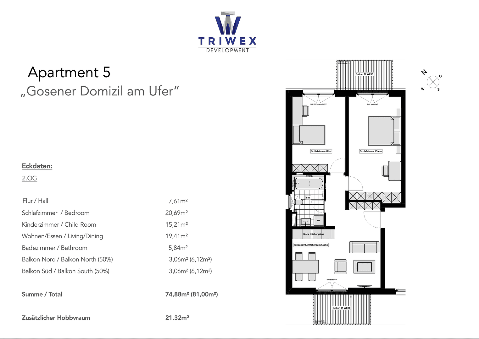 Pronájem bytu 3+1 75 m², Gosener Damm 5, Berlin-Köpenick, Berlín Pronájem bytu 3+1 75 m², Gosener Damm 5, Berlin-Köpenick, Berlín