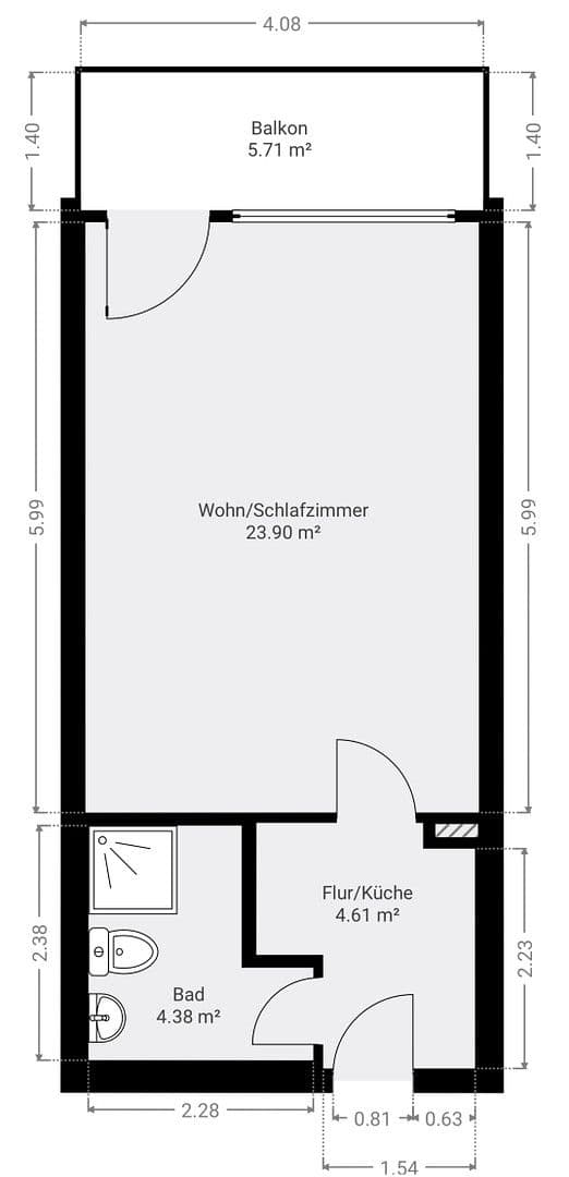Pronájem bytu 1+1 35 m², Darmstädter Straße 1, Langen, Hessen Pronájem bytu 1+1 35 m², Darmstädter Straße 1, Langen, Hessen