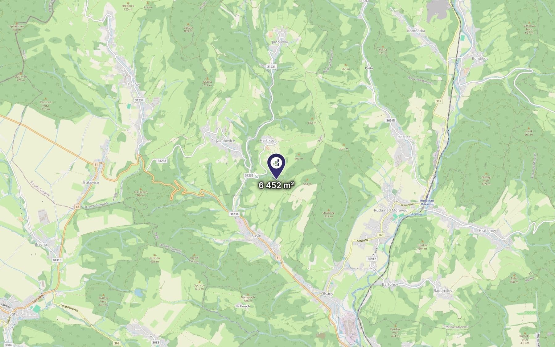 Prodej pozemku 6.452 m², Bušín, Olomoucký kraj Prodej pozemku 6.452 m², Bušín, Olomoucký kraj