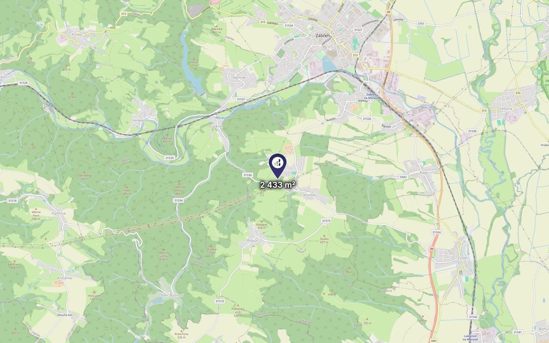 Prodej pozemku 2.433 m², Jestřebí, Olomoucký kraj Prodej pozemku 2.433 m², Jestřebí, Olomoucký kraj