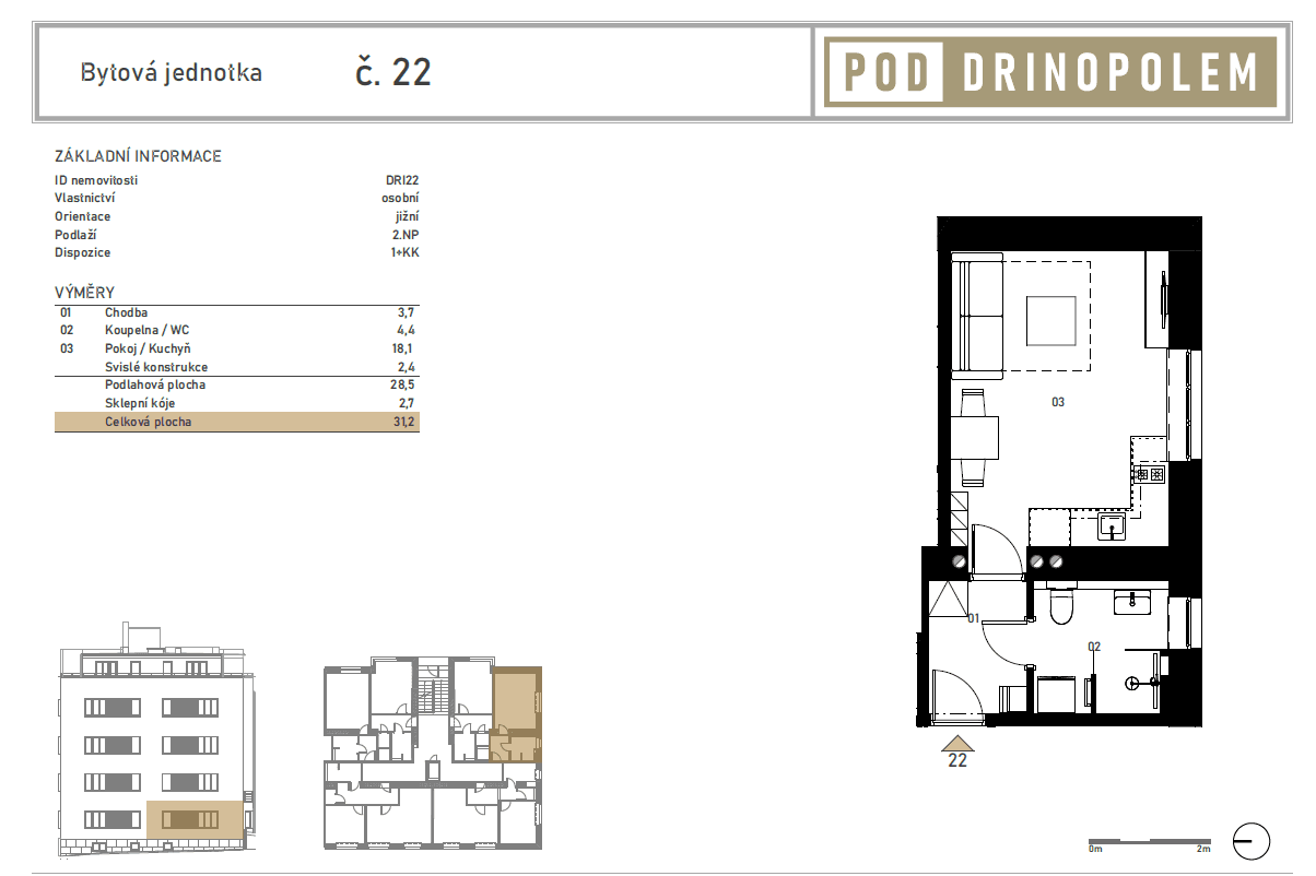 Pronájem bytu 1+kk 29 m², Pod Drinopolem, Praha, Praha Pronájem bytu 1+kk 29 m², Pod Drinopolem, Praha, Praha