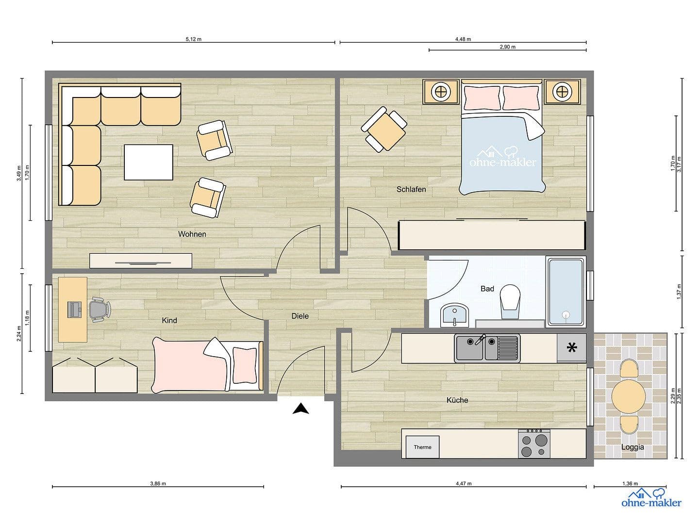 Prodej bytu 2+kk 62 m², Laehr`scher Jagdweg 15, Berlin, Berlín Prodej bytu 2+kk 62 m², Laehr`scher Jagdweg 15, Berlin, Berlín