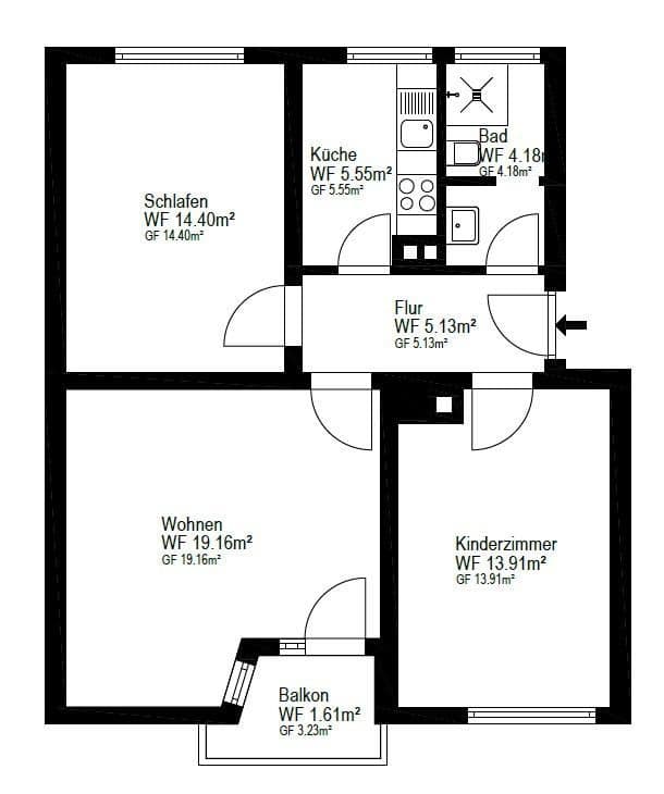 Pronájem bytu 3+1 64 m², Stuttgart, Bádensko-Württembersko Pronájem bytu 3+1 64 m², Stuttgart, Bádensko-Württembersko
