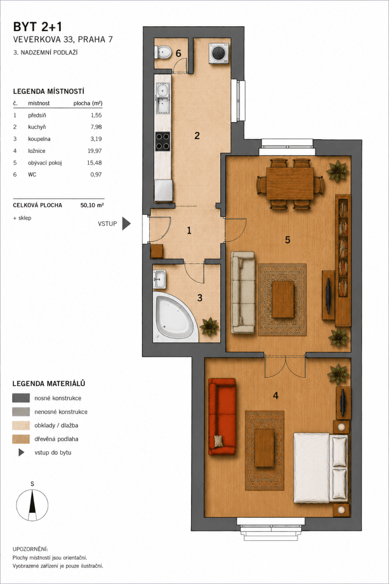 Prodej bytu 2+1 50 m², Veverkova, Praha, Praha Prodej bytu 2+1 50 m², Veverkova, Praha, Praha