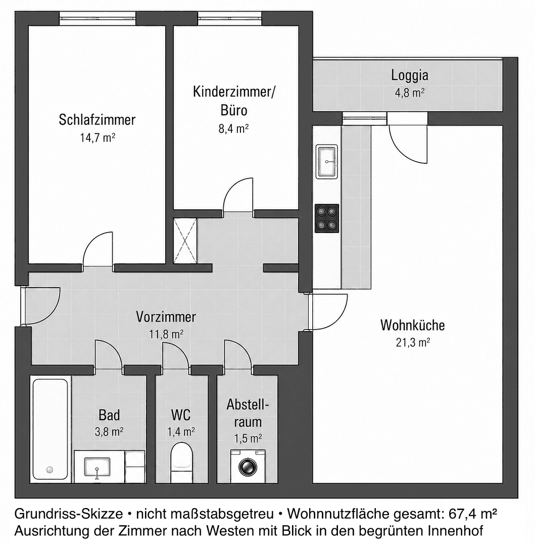 Pronájem bytu 3+1 67 m², Grubergasse 5, Wien, Wien Pronájem bytu 3+1 67 m², Grubergasse 5, Wien, Wien