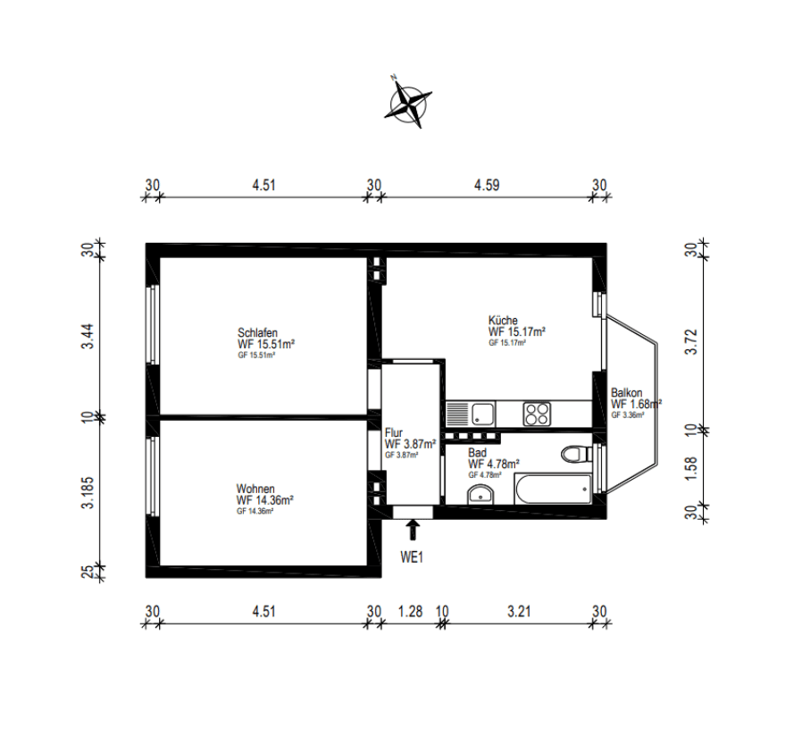 Prodej bytu 2+1 55 m², Köln, Severní Porýní-Vestfálsko Prodej bytu 2+1 55 m², Köln, Severní Porýní-Vestfálsko