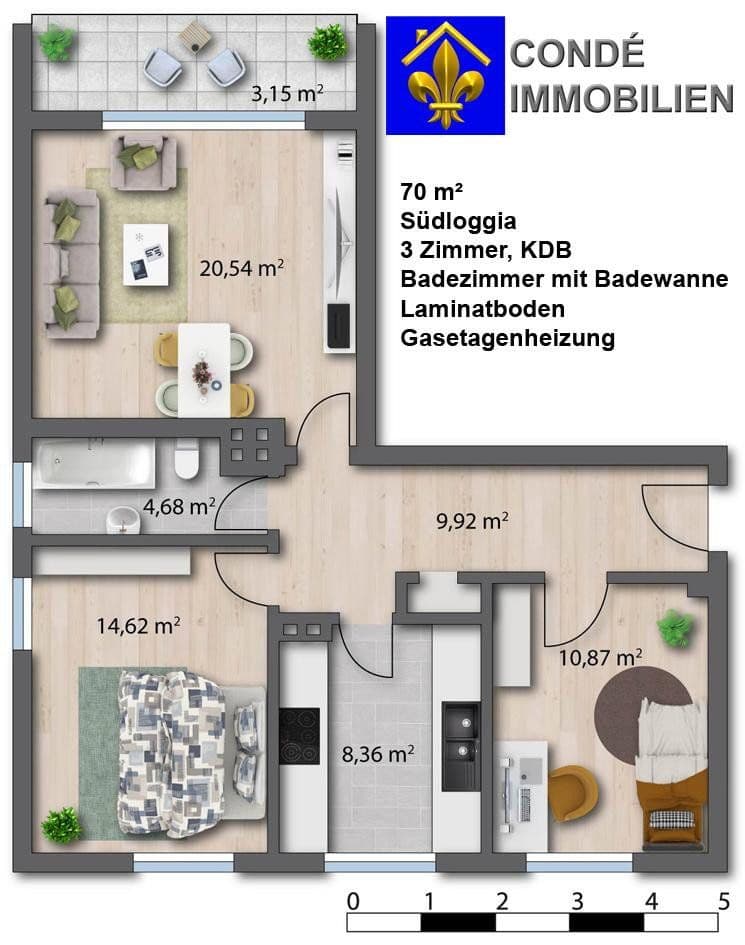 Pronájem bytu 3+1 70 m², Kreuzstr. 25, Wuppertal-Oberbarmen, Severní Porýní-Vestfálsko Pronájem bytu 3+1 70 m², Kreuzstr. 25, Wuppertal-Oberbarmen, Severní Porýní-Vestfálsko