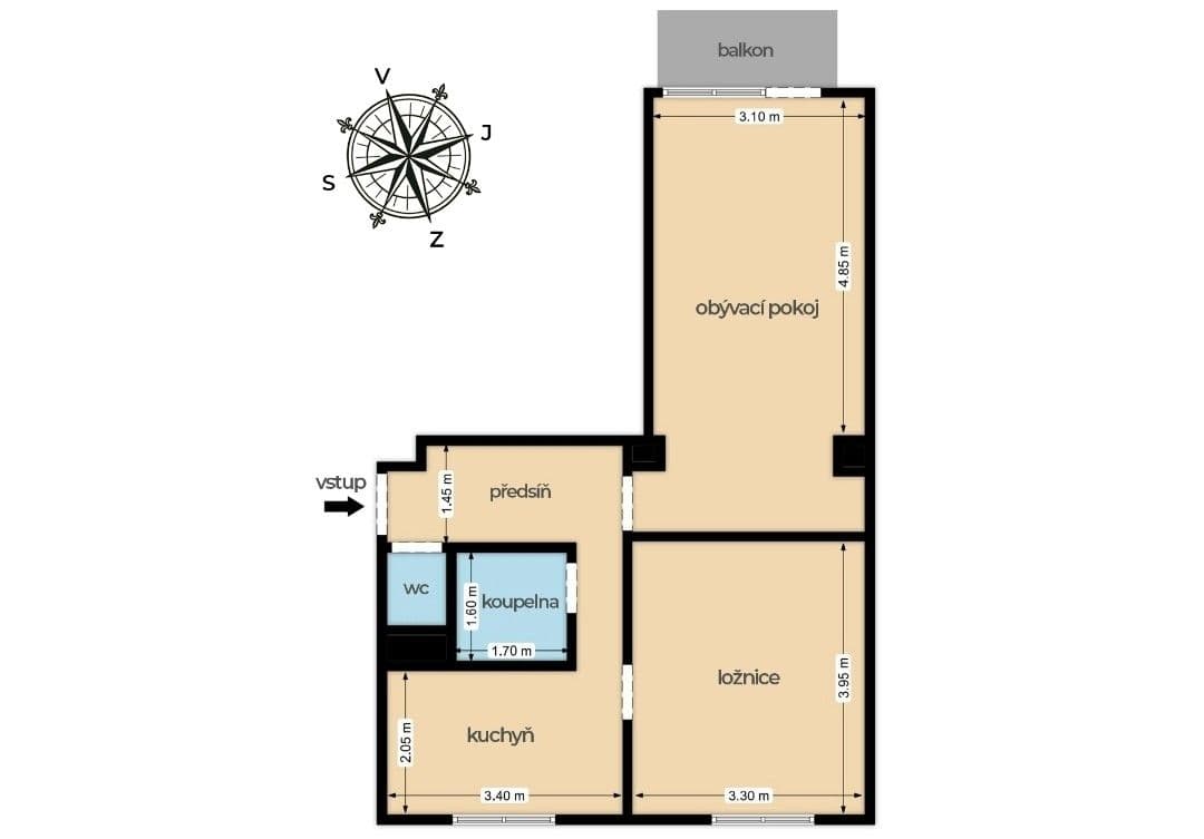 Pronájem bytu 2+1 57 m², Michelangelova, Praha, Praha Pronájem bytu 2+1 57 m², Michelangelova, Praha, Praha