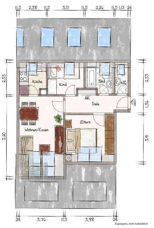 Pronájem bytu 3+1 56 m², Buchenweg 23, Leipzig, Sasko Pronájem bytu 3+1 56 m², Buchenweg 23, Leipzig, Sasko