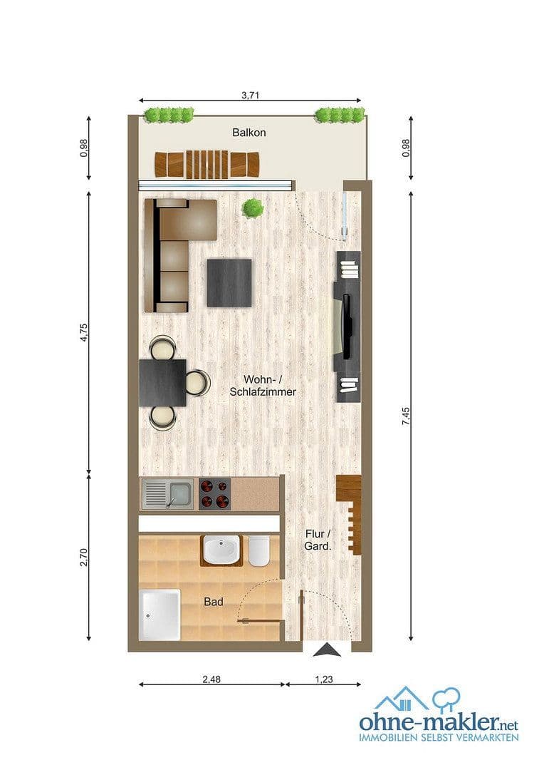 Pronájem bytu 1+1 29 m², Am Alten Weg 33, Mainz-Marienborn, Porýní-Falc Pronájem bytu 1+1 29 m², Am Alten Weg 33, Mainz-Marienborn, Porýní-Falc