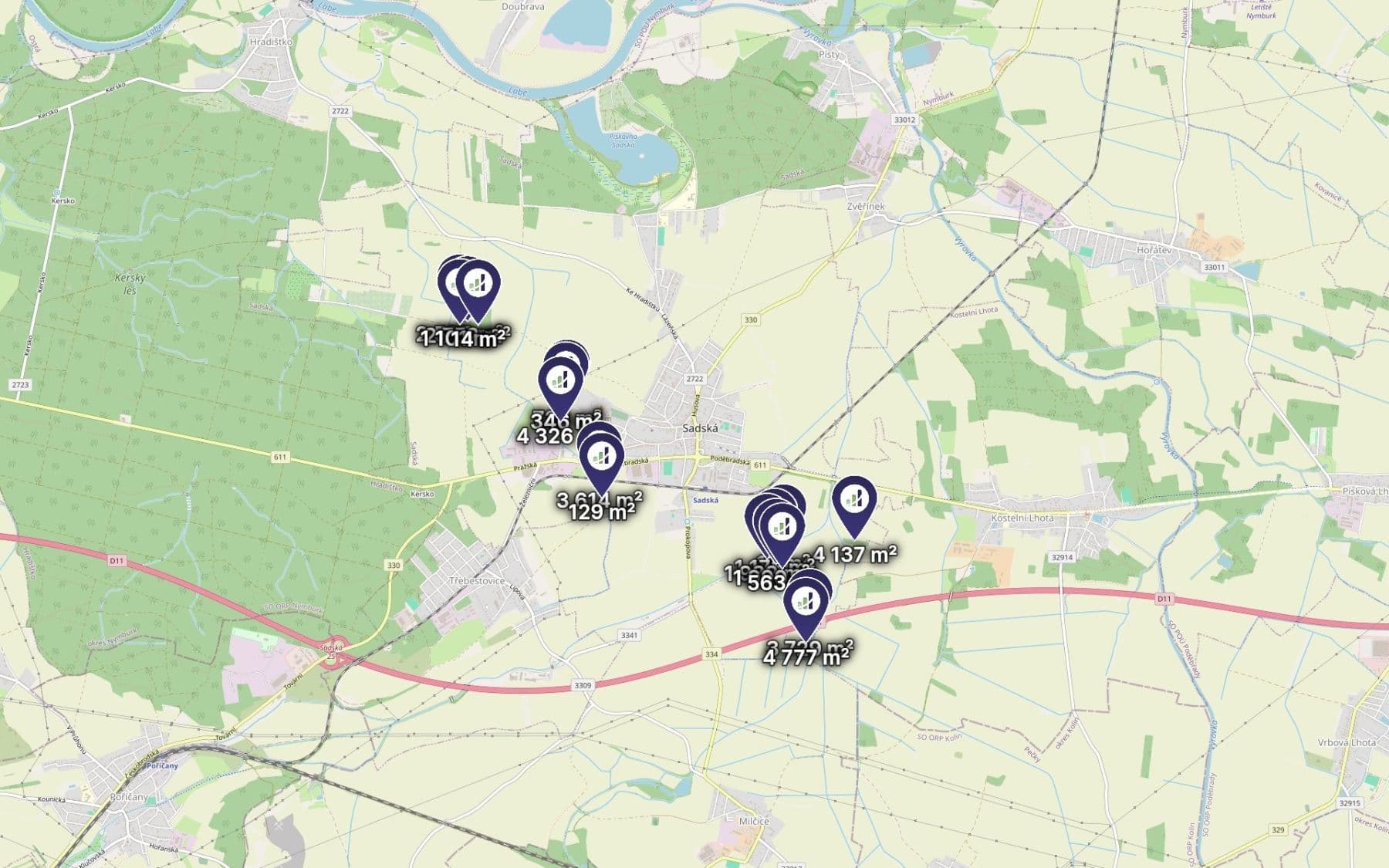 Prodej pozemku 33.928 m², Sadská, Středočeský kraj Prodej pozemku 33.928 m², Sadská, Středočeský kraj