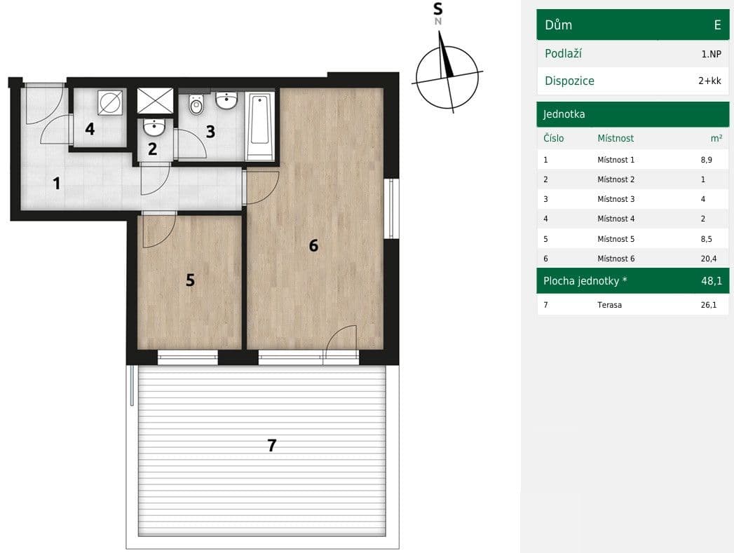 Pronájem bytu 2+kk 48 m², Arnošta Staňka, Praha, Praha Pronájem bytu 2+kk 48 m², Arnošta Staňka, Praha, Praha