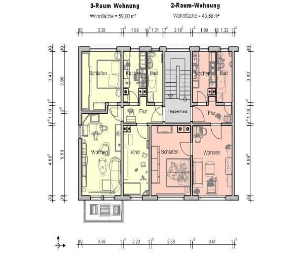 Pronájem bytu 2+1 46 m², Strasse des Aufbaus 15, Am Ohmberg, Durynsko Pronájem bytu 2+1 46 m², Strasse des Aufbaus 15, Am Ohmberg, Durynsko