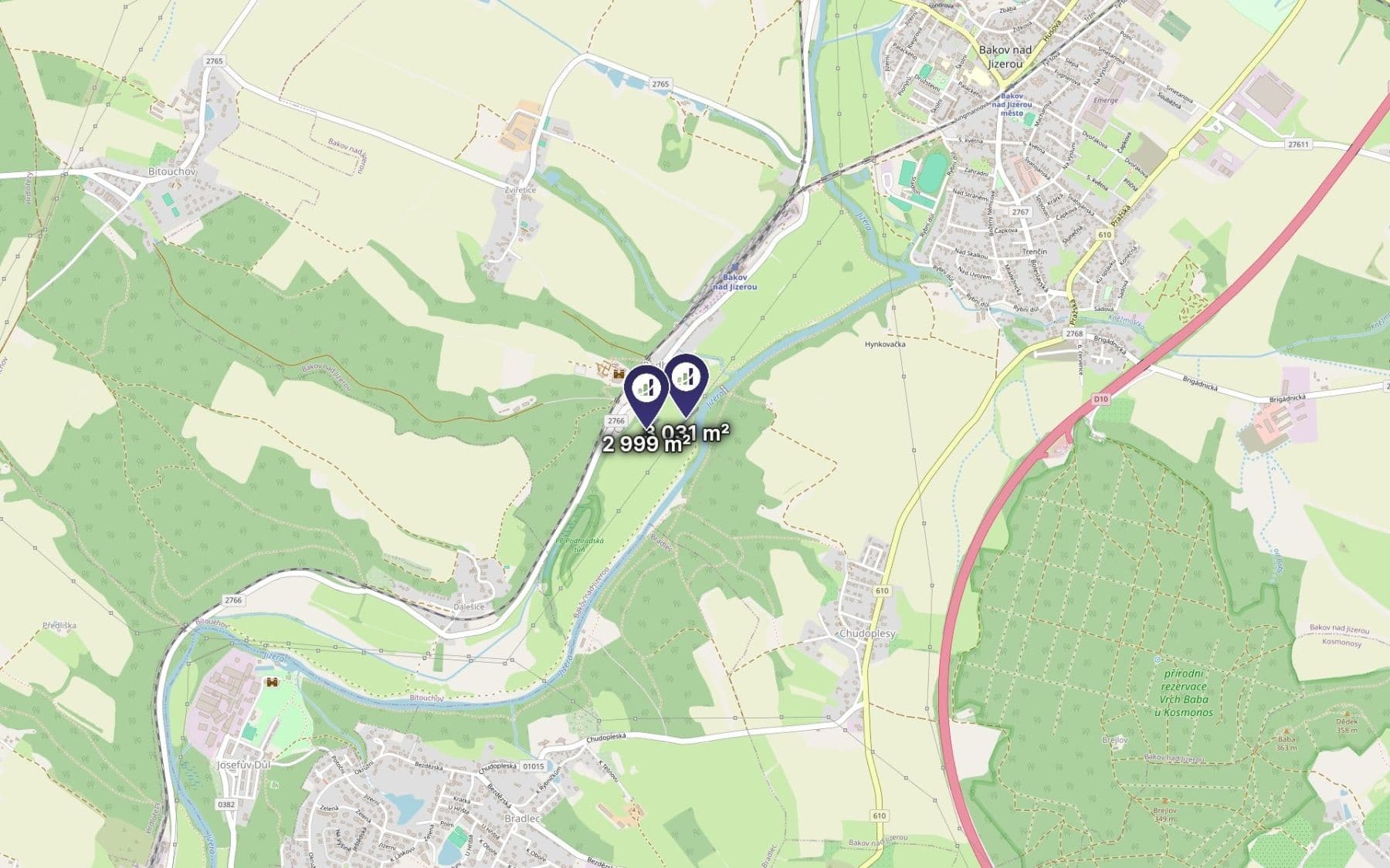 Prodej pozemku 6.030 m², Bakov nad Jizerou, Středočeský kraj Prodej pozemku 6.030 m², Bakov nad Jizerou, Středočeský kraj