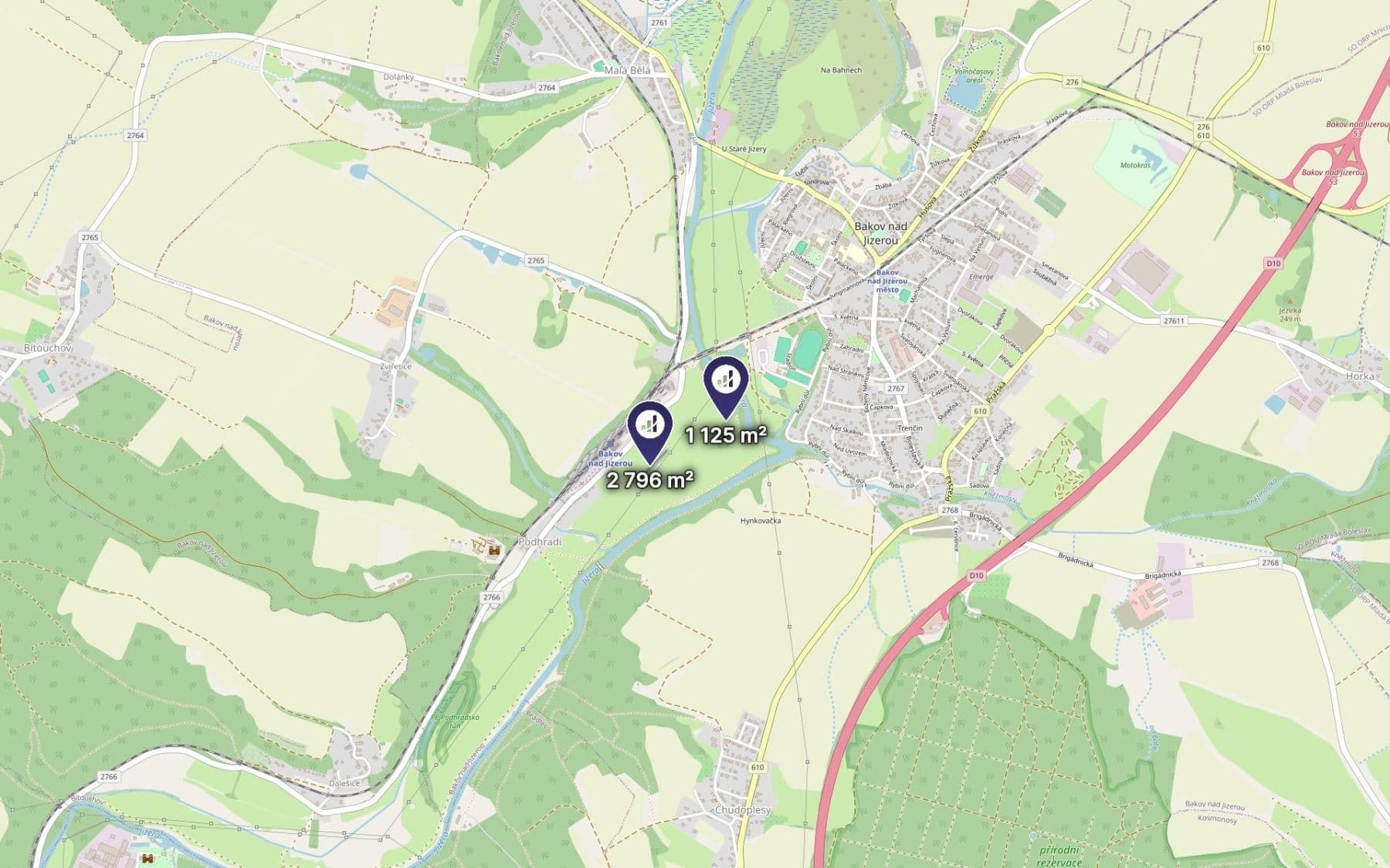 Prodej pozemku 3.921 m², Bakov nad Jizerou, Středočeský kraj Prodej pozemku 3.921 m², Bakov nad Jizerou, Středočeský kraj