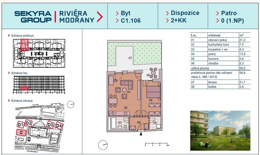 Pronájem bytu 2+kk 59 m², Vrátnická, Praha, Praha Pronájem bytu 2+kk 59 m², Vrátnická, Praha, Praha