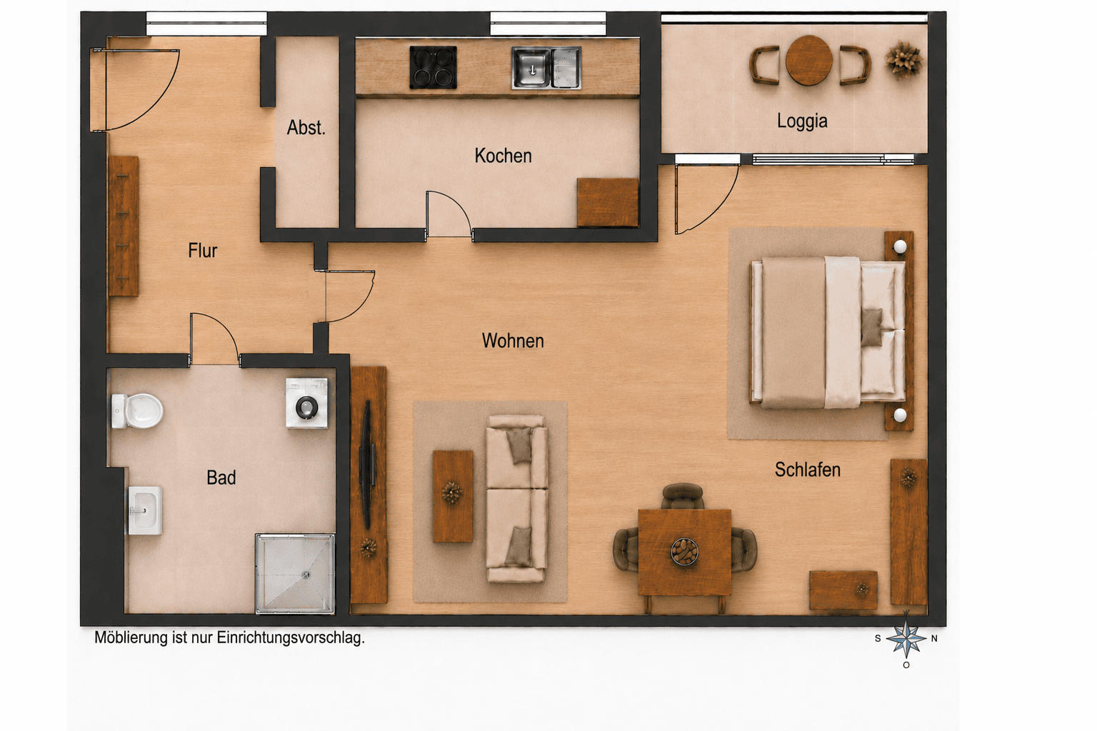 Prodej bytu 1+1 44 m², Pallingerstraße 3, Traunreut, Bavorsko Prodej bytu 1+1 44 m², Pallingerstraße 3, Traunreut, Bavorsko