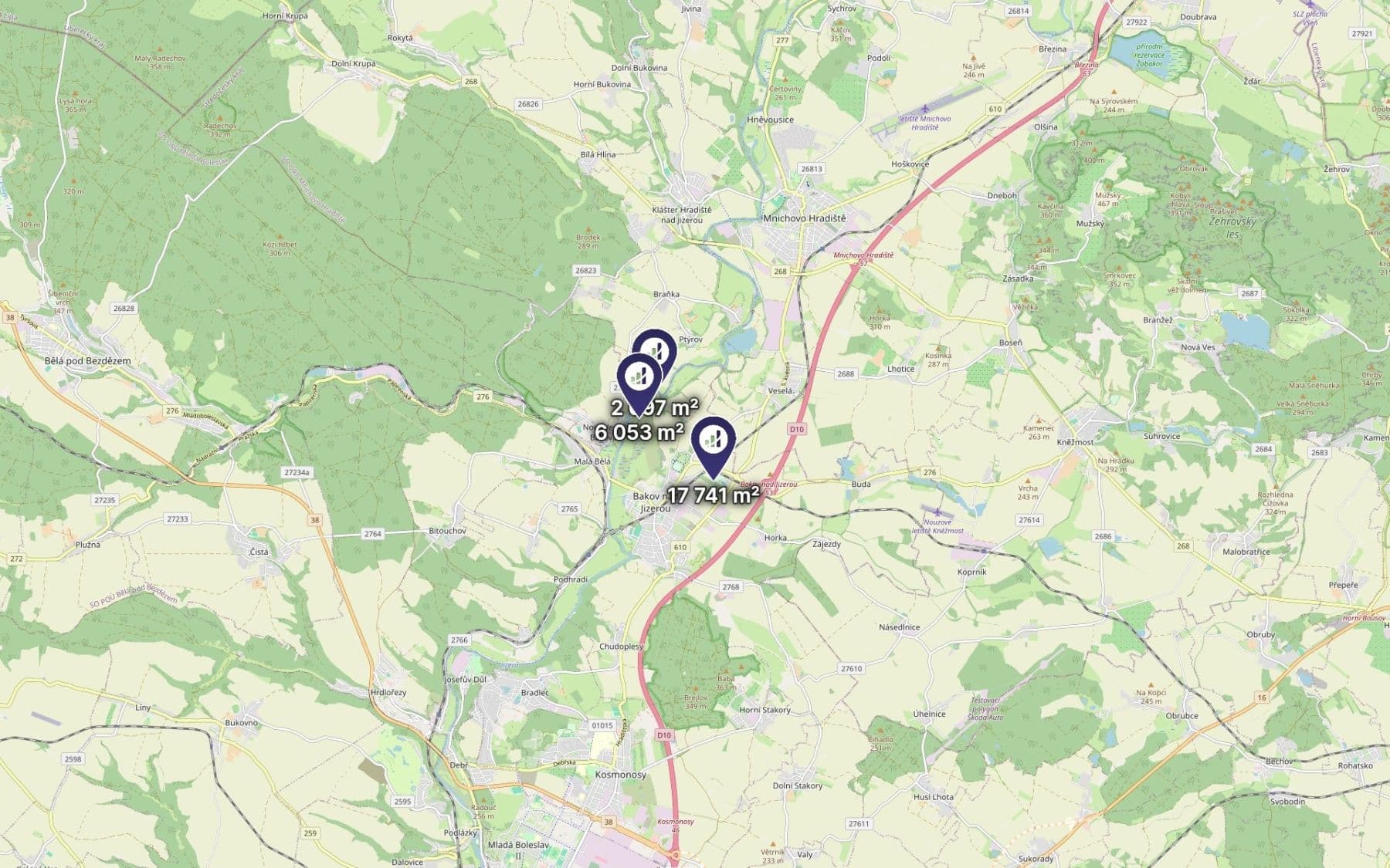Prodej pozemku 6.473 m², Bakov nad Jizerou, Středočeský kraj Prodej pozemku 6.473 m², Bakov nad Jizerou, Středočeský kraj