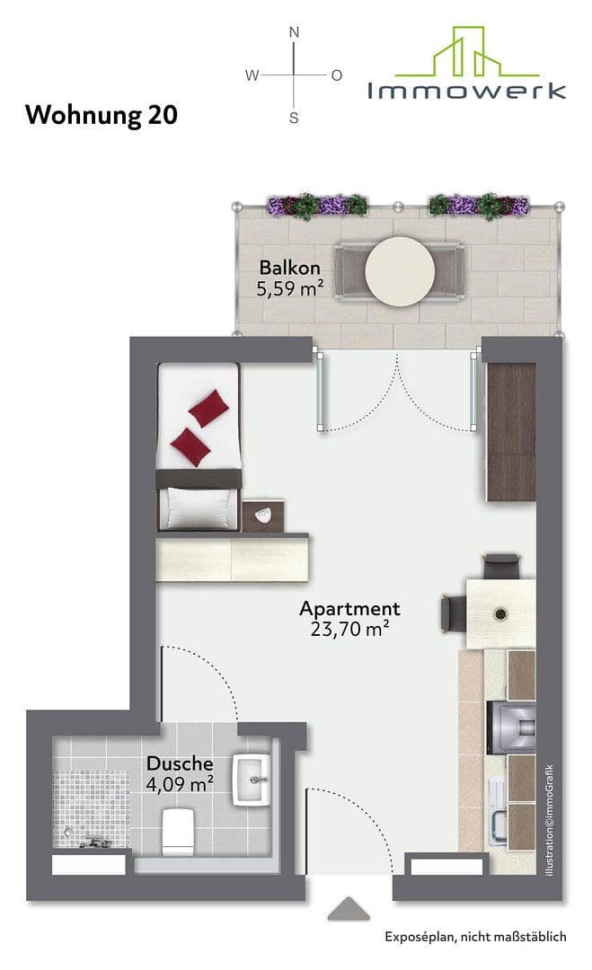 Prodej bytu 1+1 30 m², Geigenbauerstraße 24-26, Füssen, Bavorsko Prodej bytu 1+1 30 m², Geigenbauerstraße 24-26, Füssen, Bavorsko