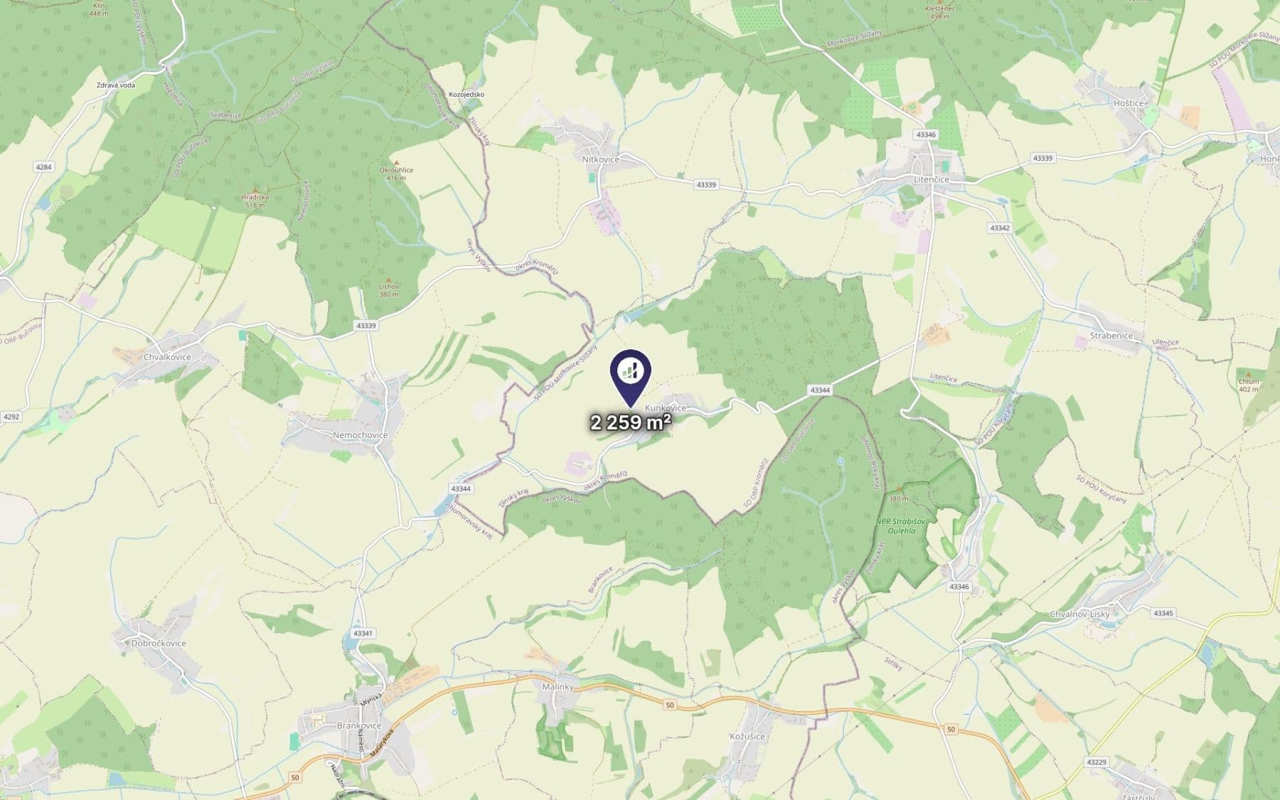 Prodej pozemku 2.259 m², Kunkovice, Zlínský kraj Prodej pozemku 2.259 m², Kunkovice, Zlínský kraj
