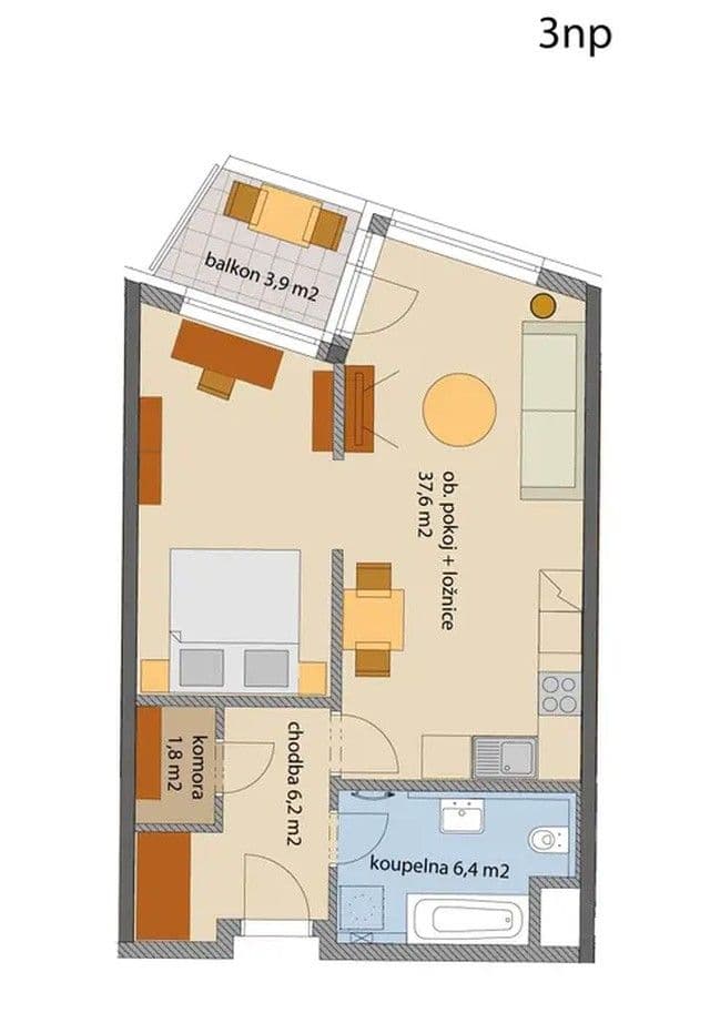 Pronájem bytu 2+kk 58 m², Makedonská, Praha, Praha Pronájem bytu 2+kk 58 m², Makedonská, Praha, Praha