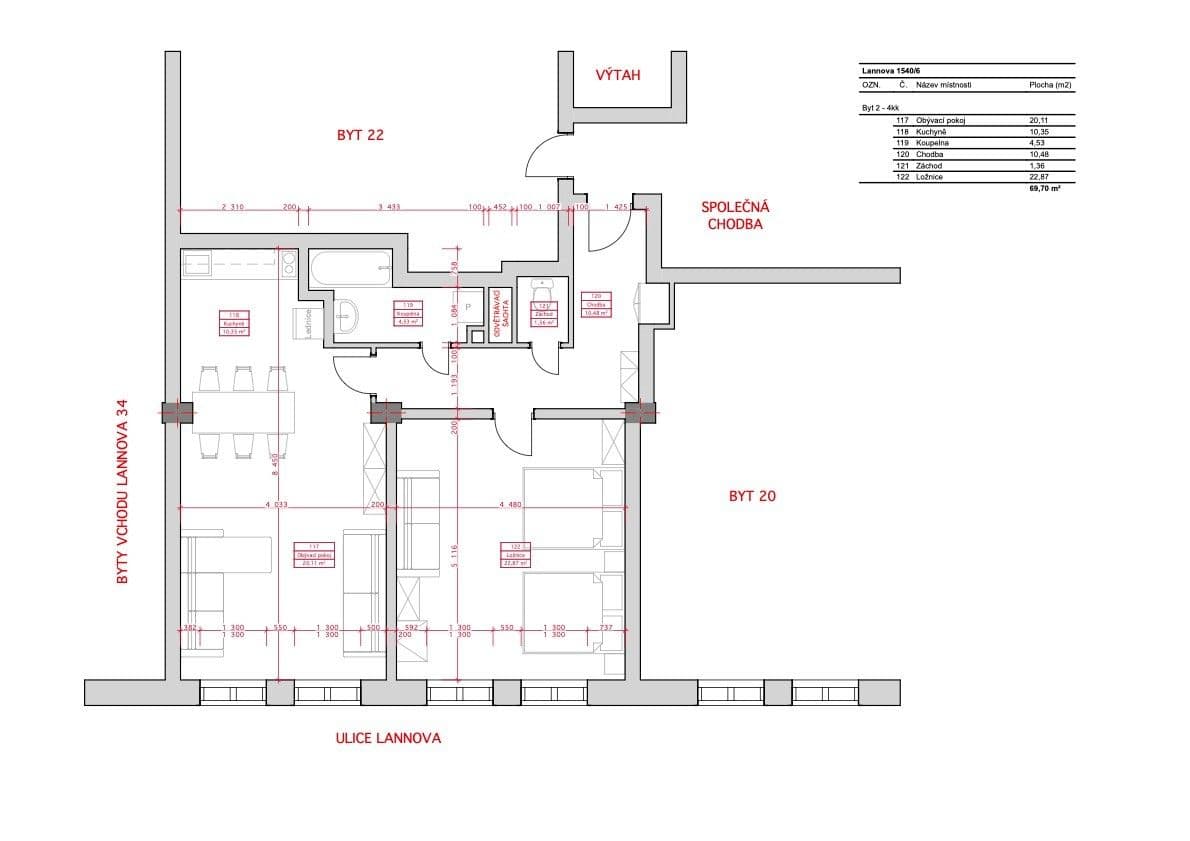Prodej bytu 2+kk 69 m², Lannova, Praha, Praha Prodej bytu 2+kk 69 m², Lannova, Praha, Praha
