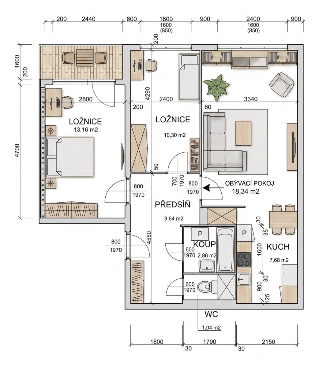 Prodej bytu 3+kk 63 m², Rezlerova, Praha, Praha Prodej bytu 3+kk 63 m², Rezlerova, Praha, Praha