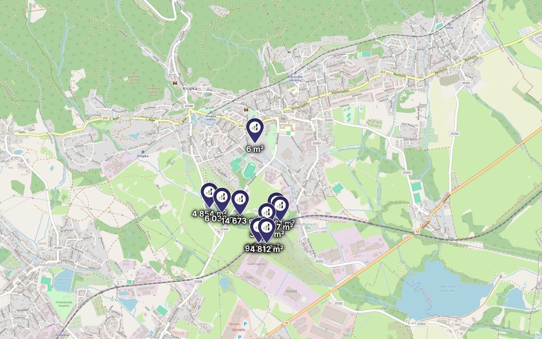 Prodej pozemku 54.987 m², Krupka, Ústecký kraj Prodej pozemku 54.987 m², Krupka, Ústecký kraj