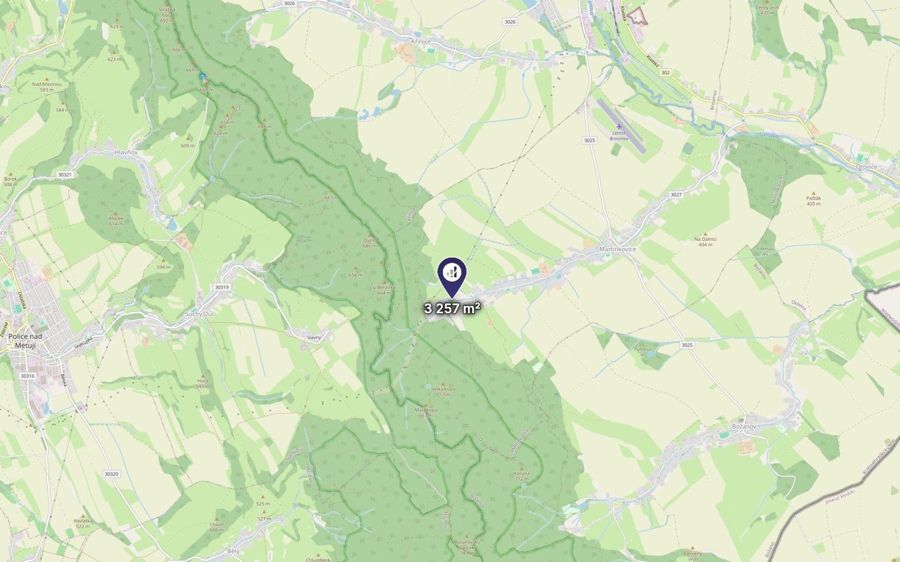 Prodej pozemku 1.629 m², Martínkovice, Královéhradecký kraj Prodej pozemku 1.629 m², Martínkovice, Královéhradecký kraj