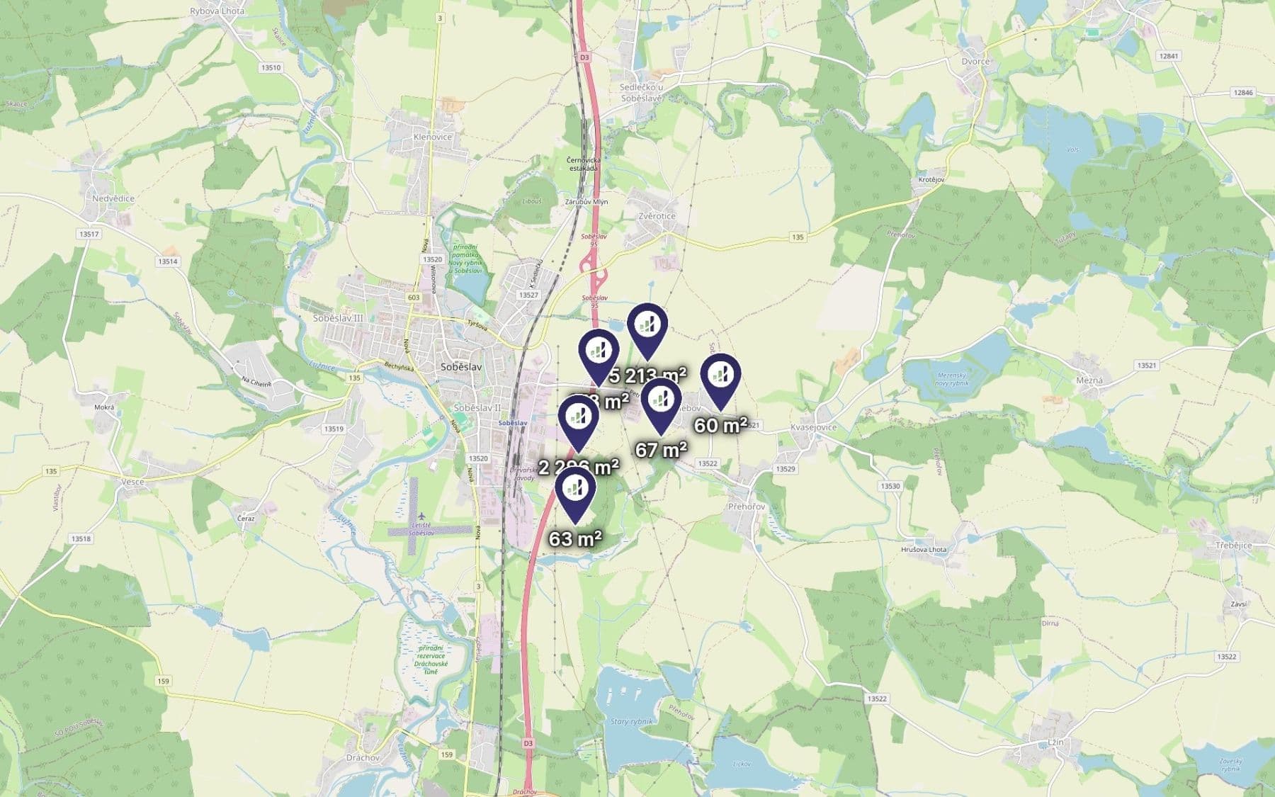 Prodej pozemku 7.877 m², Soběslav, Jihočeský kraj Prodej pozemku 7.877 m², Soběslav, Jihočeský kraj