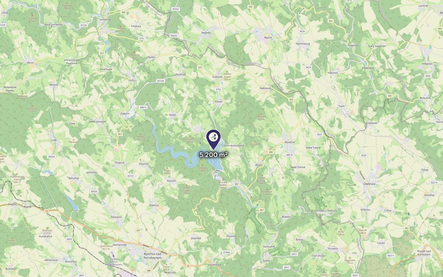 Prodej pozemku 5.200 m², Chlum-Korouhvice, Kraj Vysočina Prodej pozemku 5.200 m², Chlum-Korouhvice, Kraj Vysočina