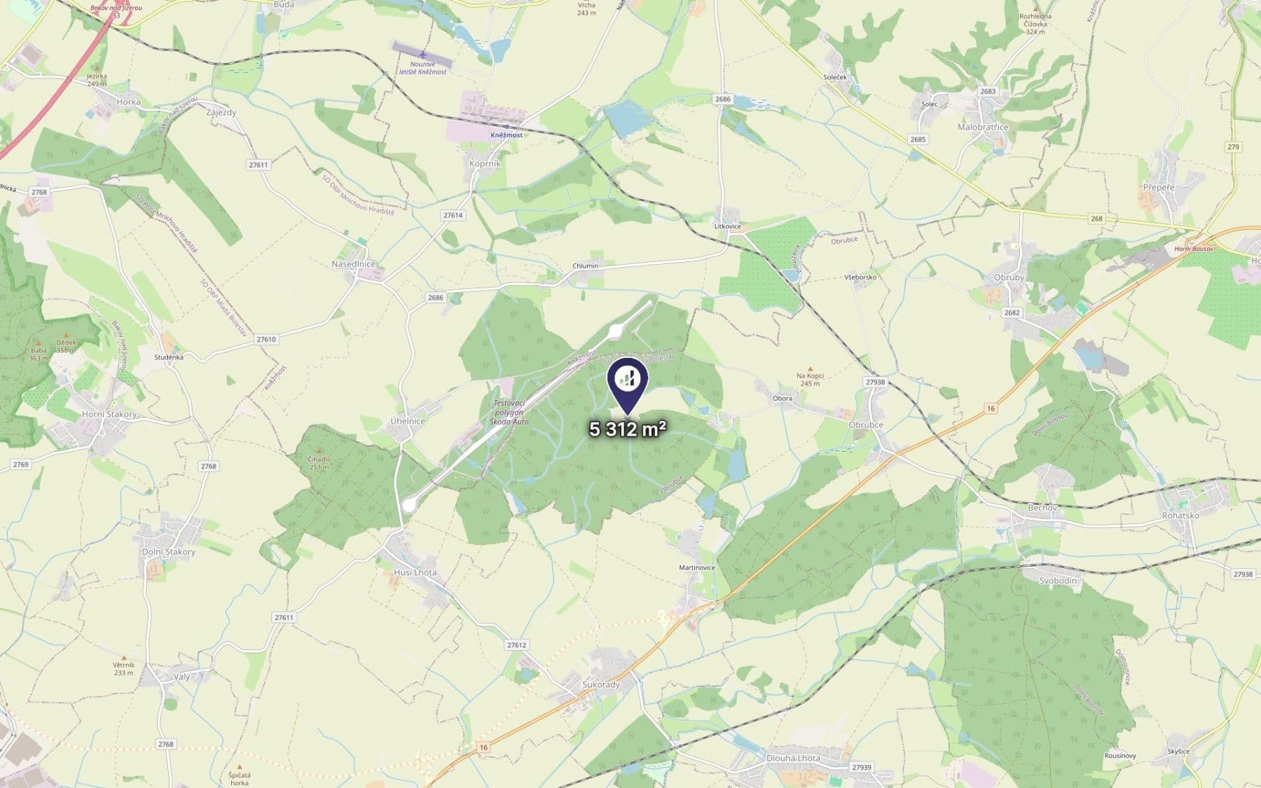 Prodej pozemku 5.312 m², Obrubce, Středočeský kraj Prodej pozemku 5.312 m², Obrubce, Středočeský kraj