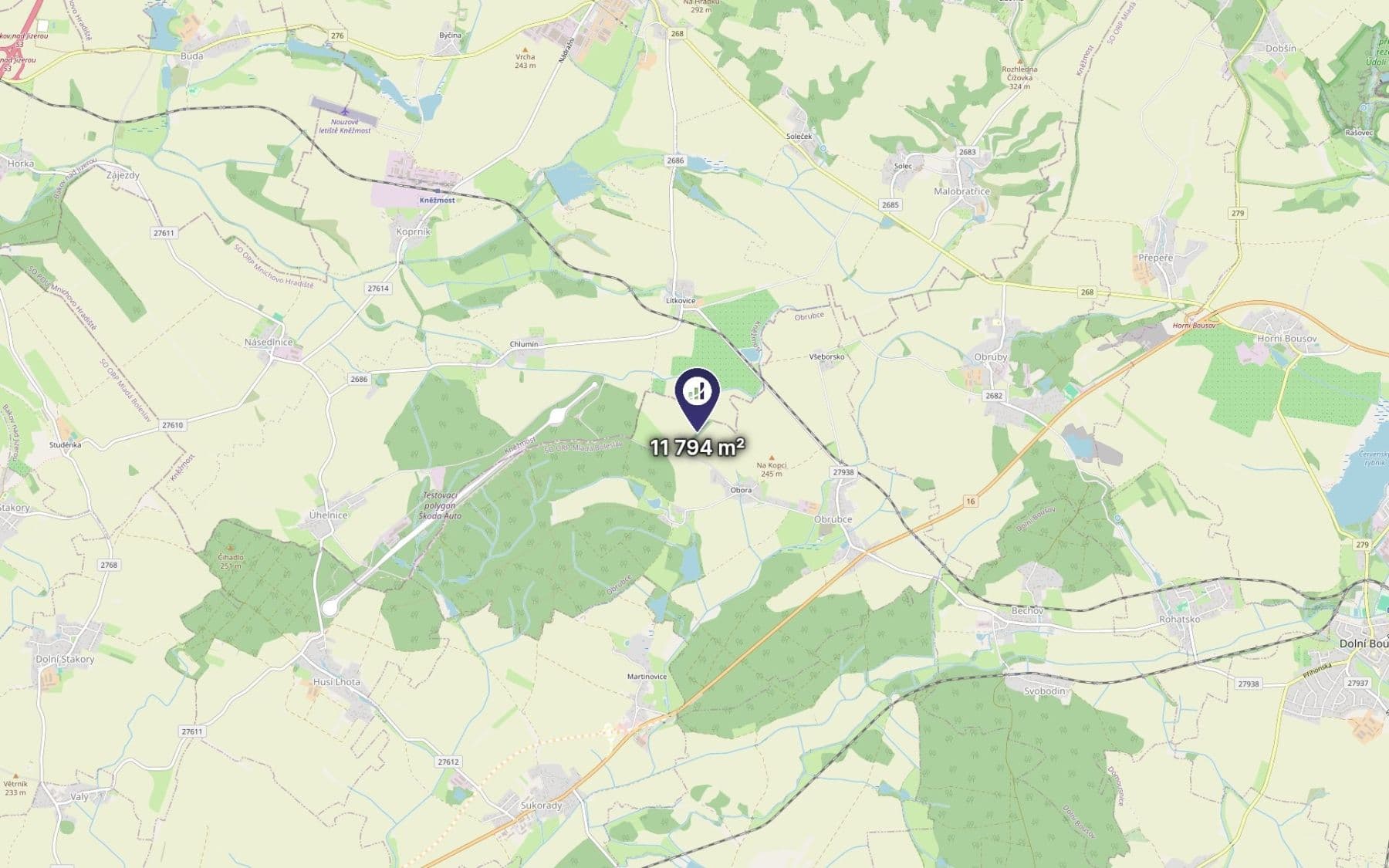 Prodej pozemku 11.794 m², Obrubce, Středočeský kraj Prodej pozemku 11.794 m², Obrubce, Středočeský kraj