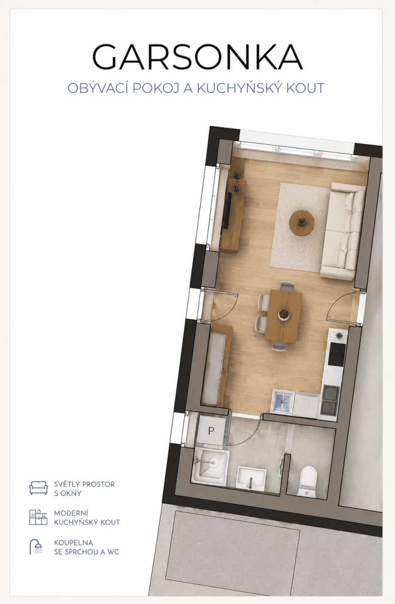 Pronájem bytu 1+kk 22 m², Jiráskova, Benešov, Středočeský kraj Pronájem bytu 1+kk 22 m², Jiráskova, Benešov, Středočeský kraj