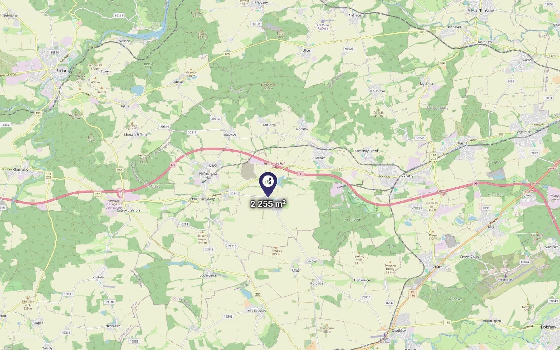 Prodej pozemku 2.255 m², Přehýšov, Plzeňský kraj Prodej pozemku 2.255 m², Přehýšov, Plzeňský kraj