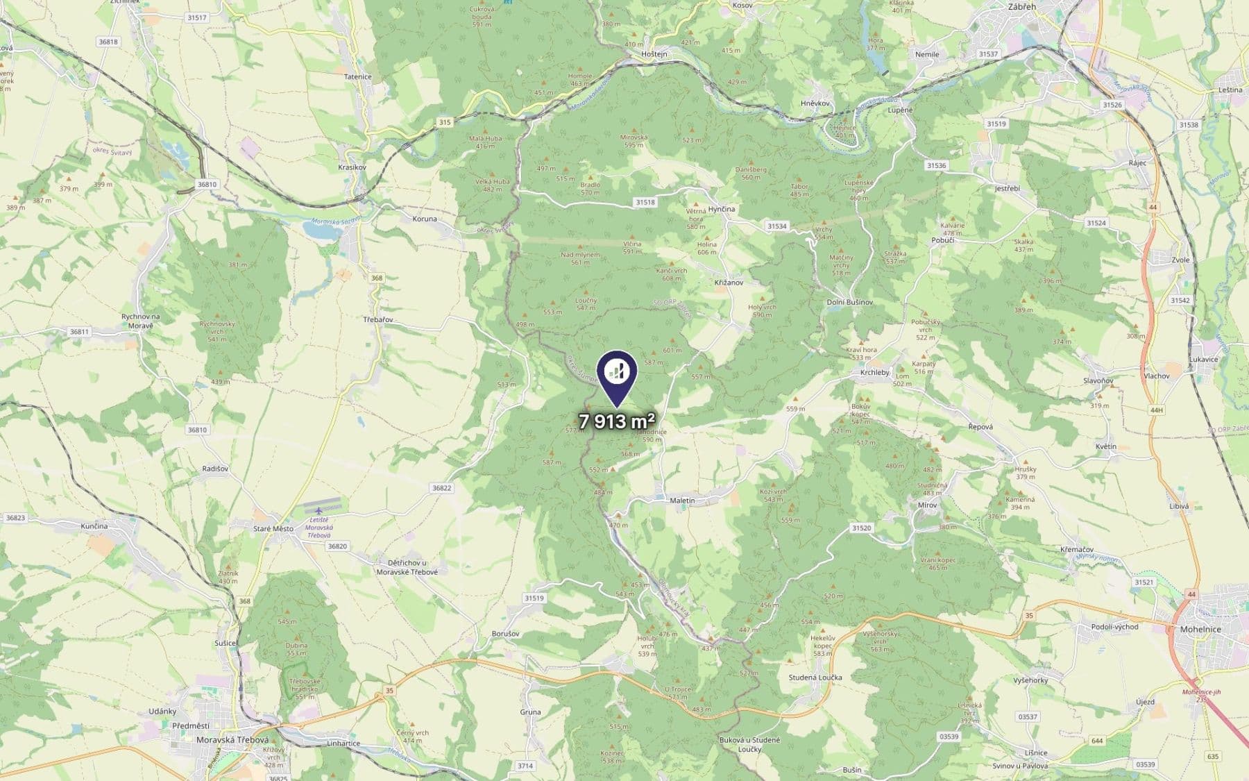 Prodej pozemku 7.913 m², Maletín, Olomoucký kraj Prodej pozemku 7.913 m², Maletín, Olomoucký kraj
